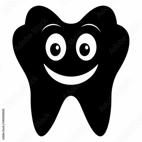 Black Silhouette Tooth Vector Illustration Dental Icon Graphic Design