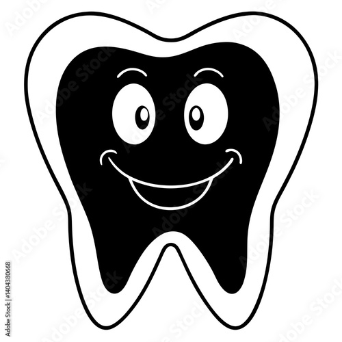 Black Silhouette Tooth Vector Illustration Dental Icon Graphic Design