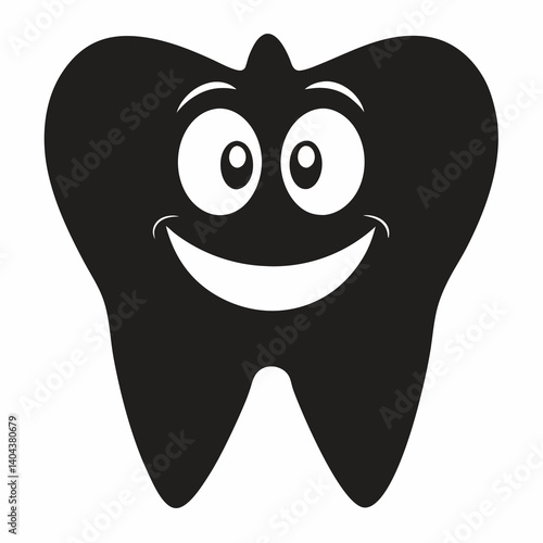 Black Silhouette Tooth Vector Illustration Dental Icon Graphic Design