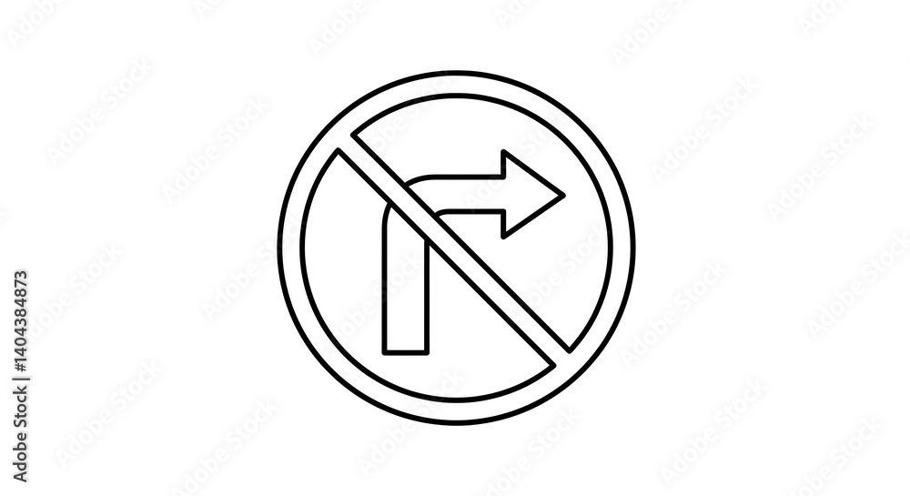 No Right Turn: Road Sign Illustration, AI Generated No Right Turn: Road Sign Illustration, AI Generated