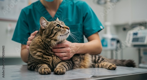 Tabby Cat Receiving Veterinary Care