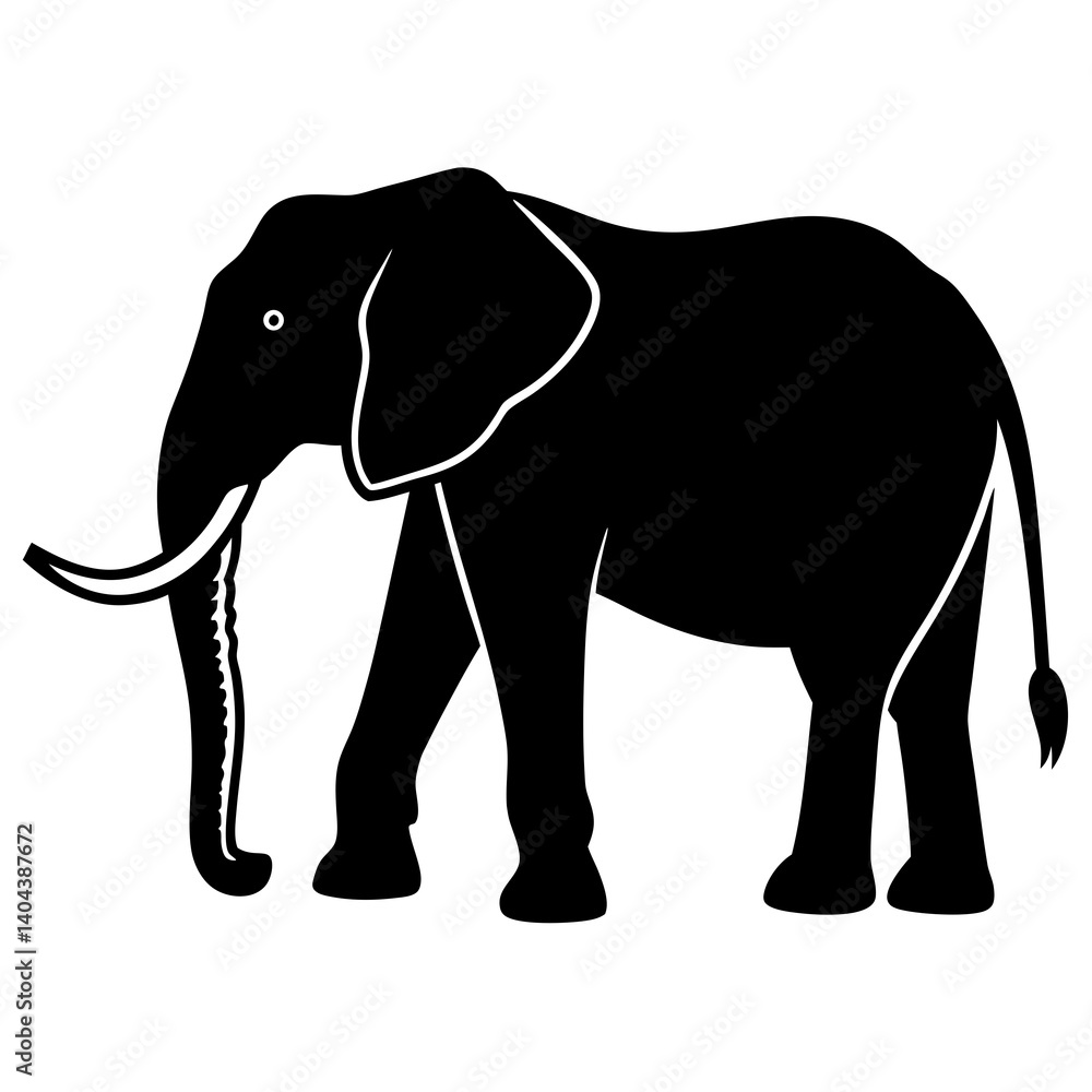 Elephant Silhouette Vector Illustration Wild Animal Graphic Design Template Isolated Elephant Silhouette Vector Illustration Wild Animal Graphic Design Template Isolated