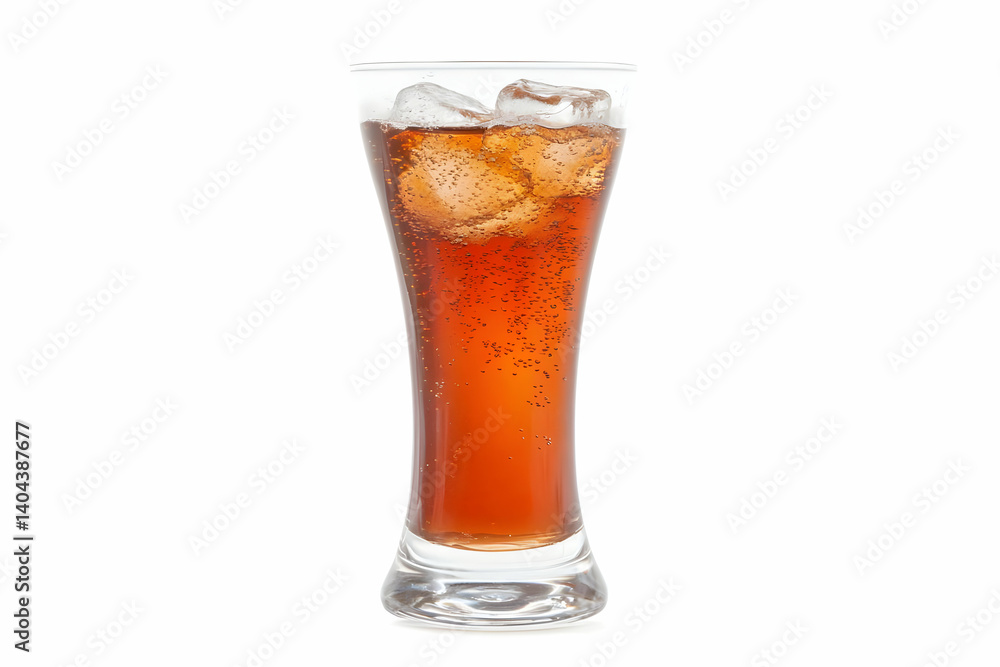 Refreshing Brown Soda Drink with Ice Cubes in Tall Glass Refreshing Brown Soda Drink with Ice Cubes in Tall Glass