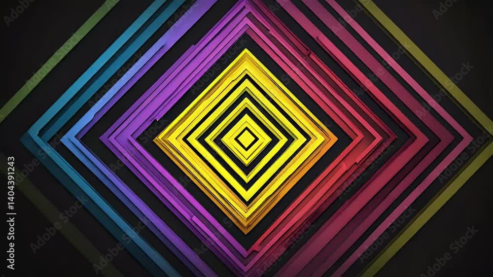 Geometric abstract pattern with concentric rhombus shapes and vibrant colors