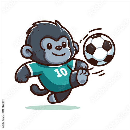 cute monkey soccer cartoon mascot vector