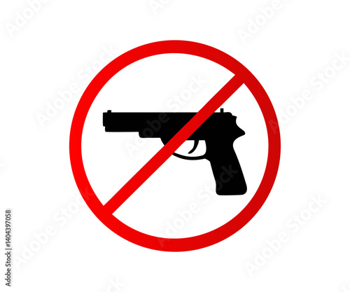 No Guns Allowed Symbol Vector Illustration,Gun Prohibited Sign with Red Circle