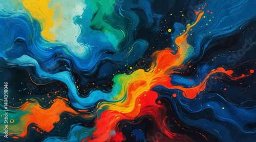 abstract featuring a kaleidoscope of colors with brush, grainy texture