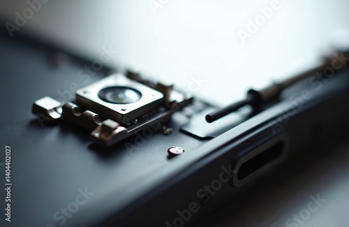 Wallpaper Mural Close-up shot of micro camera module for hidden video surveillance. Lens, electronic components. Security, spy tech, data collection. Tiny camera, mobile video recording. Torontodigital.ca