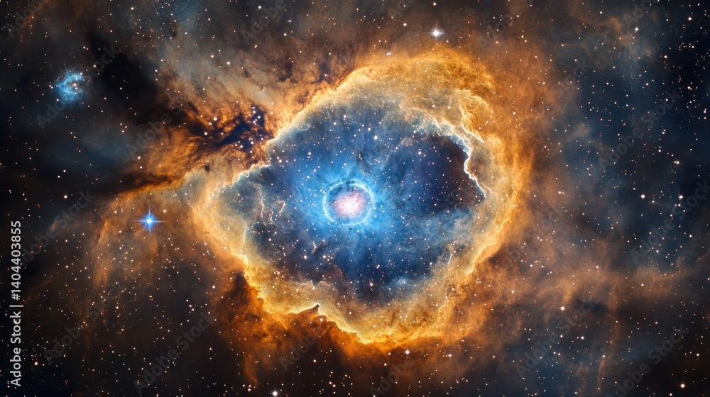 Obraz premium Celestial Eye, A Cosmic Nebula's Vibrant Display of Stellar Evolution