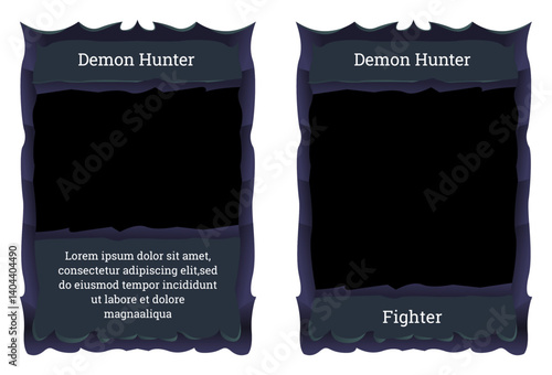 game card border template with ancient dragon scales theme and dark blue color. for trading cards, cards in games.
