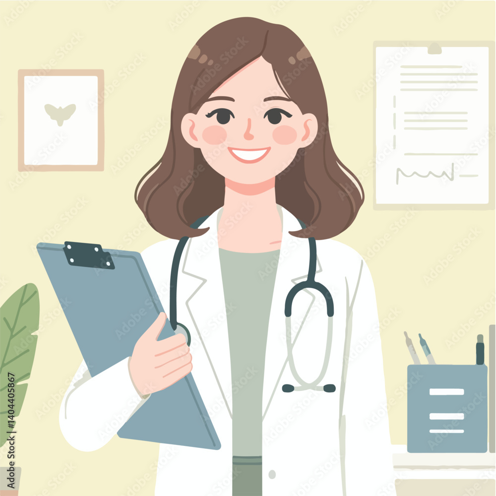 cute logo woman doctor cartoon illustration cute logo woman doctor cartoon illustration