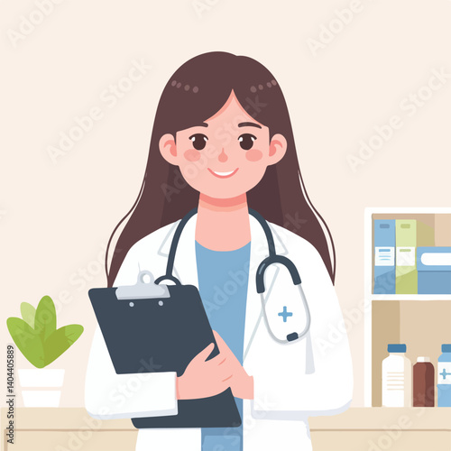cute woman doctor design cartoon