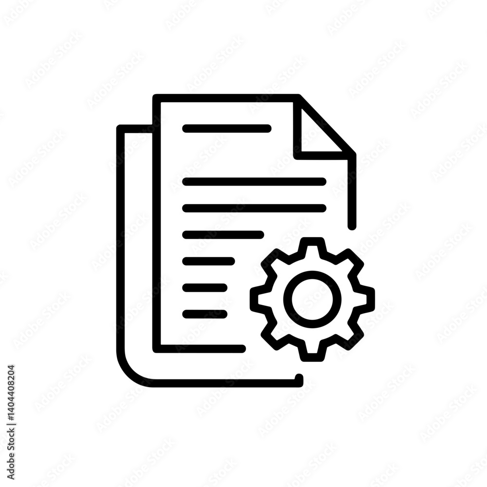 Document with Gear Icon representing Settings and Adjustments Document with Gear Icon representing Settings and Adjustments