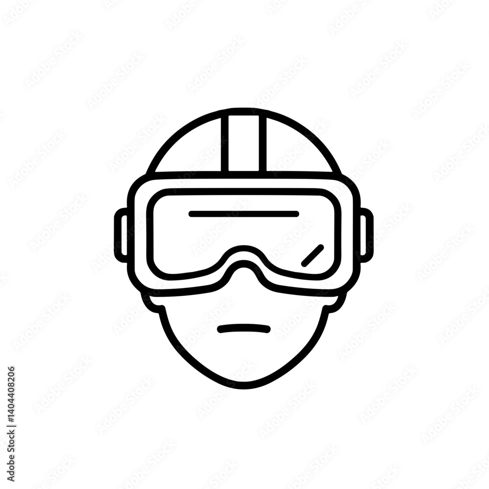 Outline of a Person Wearing Goggles with a Neutral Expression Outline of a Person Wearing Goggles with a Neutral Expression