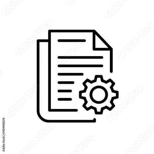 Document with Gear Icon representing Settings and Adjustments  