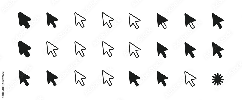 Black and White Arrows Collection Directional Icons on Plain Background Black and White Arrows Collection Directional Icons on Plain Background