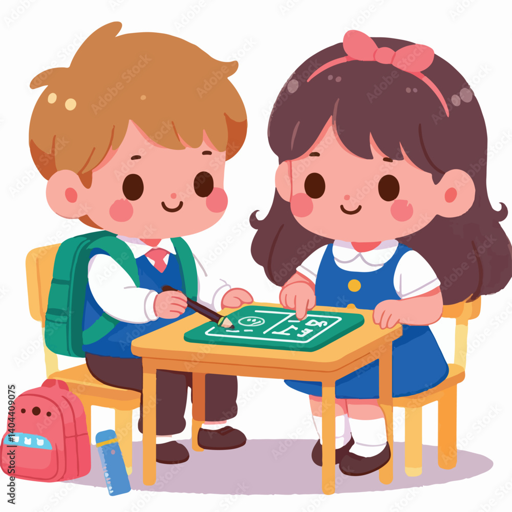 cute logo children learning in the school cute logo children learning in the school