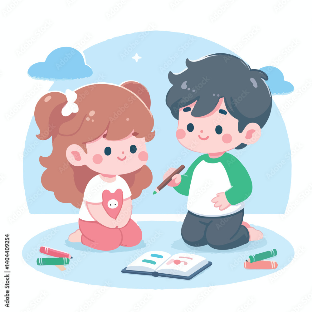 cute logo children drawing learn illustration cute logo children drawing learn illustration