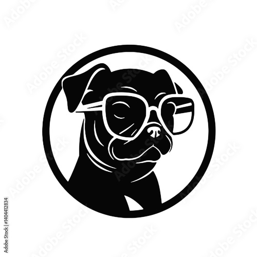 Pug Dog with Glasses – Cool Pet Portrait Vector Illustration