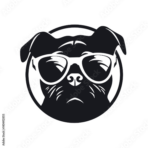 Pug Dog with Glasses – Cool Pet Portrait Vector Illustration