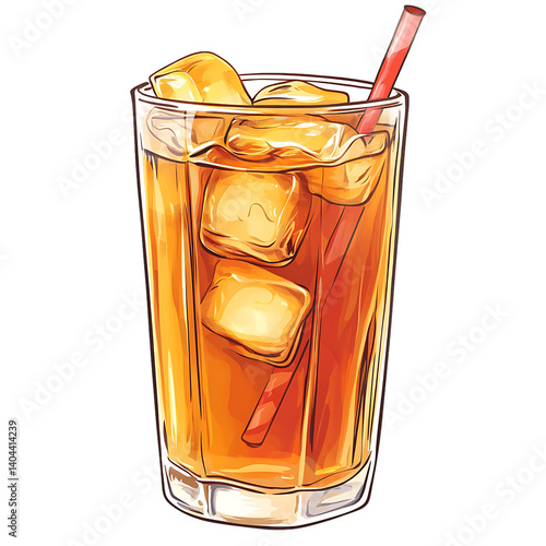 Wallpaper Mural iced tea cartoon isolated on white background full depth of field  Torontodigital.ca