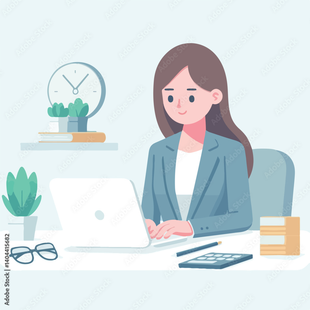 business woman in the office cartoon design business woman in the office cartoon design