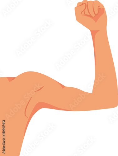 Flexed Arm Clenching Fist Vector Cartoon Illustration. athletic woman showing off her muscles and strength 
