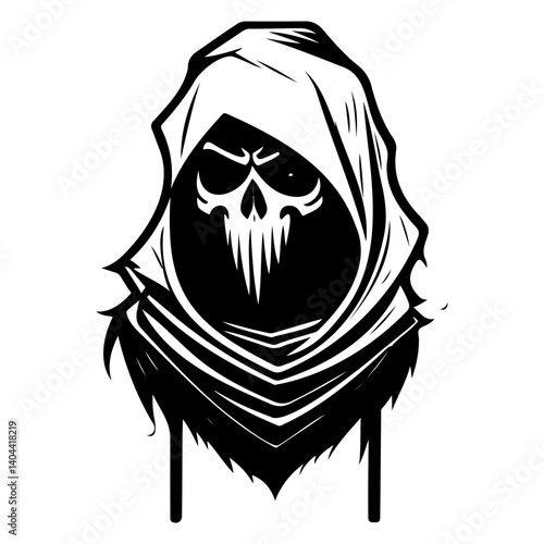 Mystic Figure in Hood Minimalistic Silhouette Art