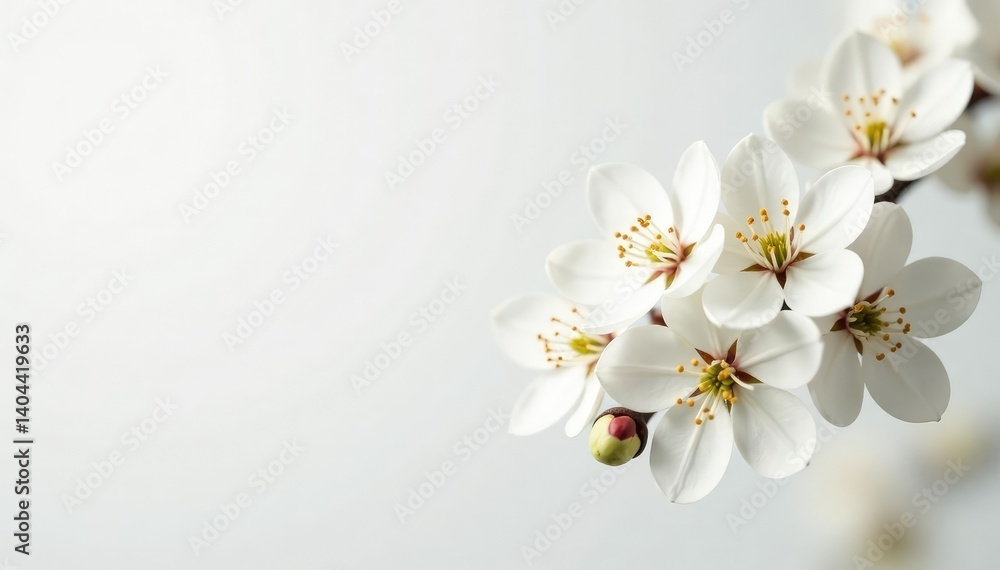 Delicate white blossoms against pure white background, fresh, background, flower Delicate white blossoms against pure white background, fresh, background, flower