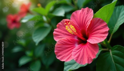 Wallpaper Mural Intricate hibiscus blossoms, vibrant petals, lush leaves , elegance, textile, botany Torontodigital.ca