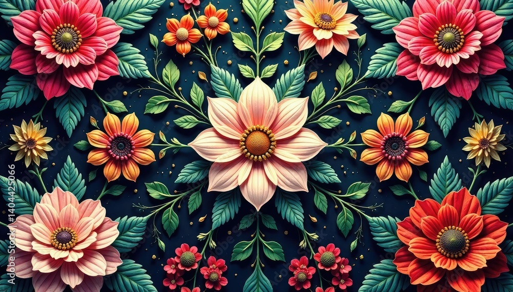 Intricate floral design within a hexagonal grid , bloom, flower Intricate floral design within a hexagonal grid , bloom, flower
