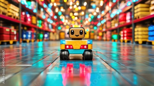 Wallpaper Mural Cute Robot in a Colorful Warehouse Torontodigital.ca
