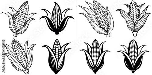 Elegant Corn Cob Vector Graphics for Harvest Season and Agricultural Design vector silhouette line art Generative AI