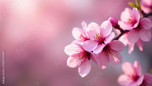 Delicate pink sakura blossoms in full bloom, arranged in a repeating pattern , illustration, floral background, petals