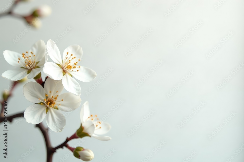 Delicate white blossoms against pure backdrop, texture, innocence, spring Delicate white blossoms against pure backdrop, texture, innocence, spring