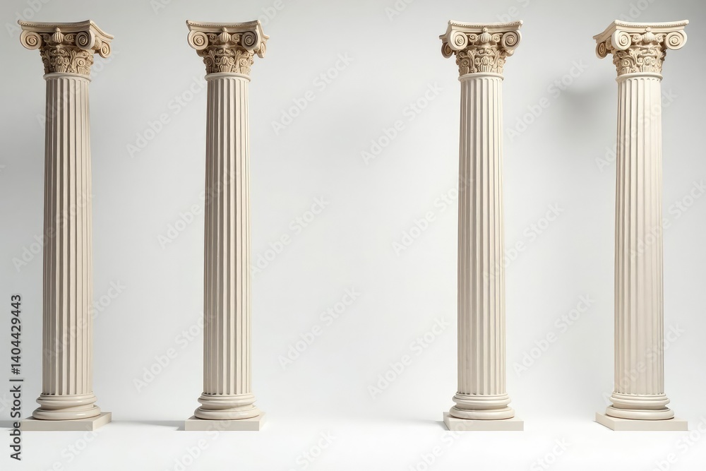 Elegant Roman columns against a stark white backdrop, minimal, photography, rome Elegant Roman columns against a stark white backdrop, minimal, photography, rome