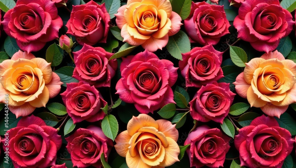 Symmetrical rose pattern arranged in square grid , beauty, textile Symmetrical rose pattern arranged in square grid , beauty, textile