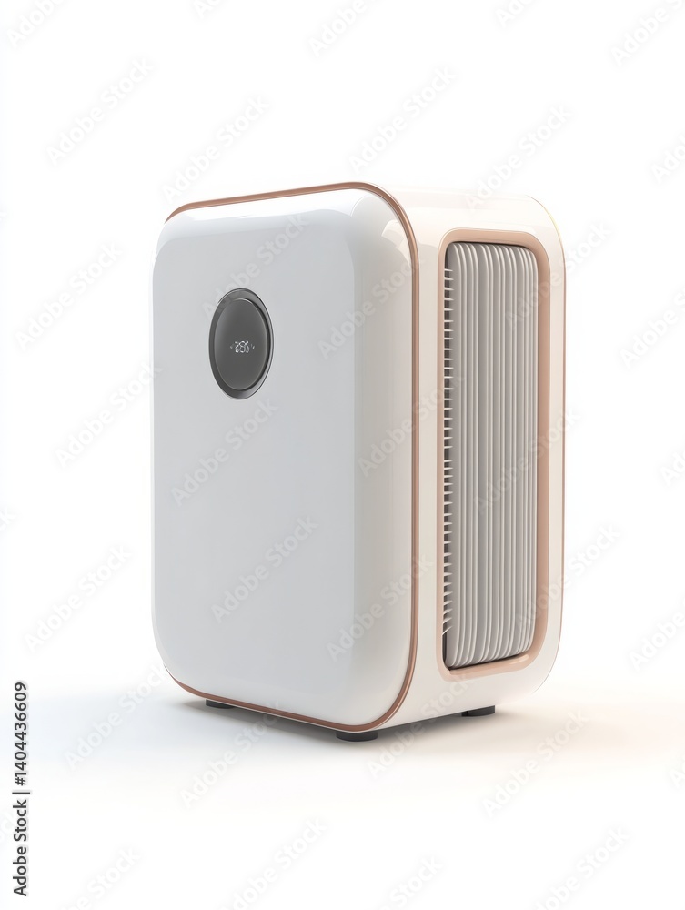 Obraz premium 3D Render of a Compact Air Purifier Design on a Clean White Isolated Background with Minimalist and Professional Composition