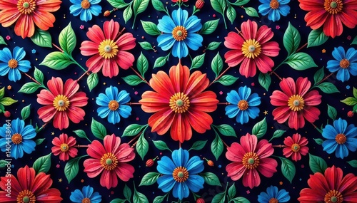 Intricate floral motif in vibrant jewel tones, endlessly repeating for a luxurious feel , home, tones