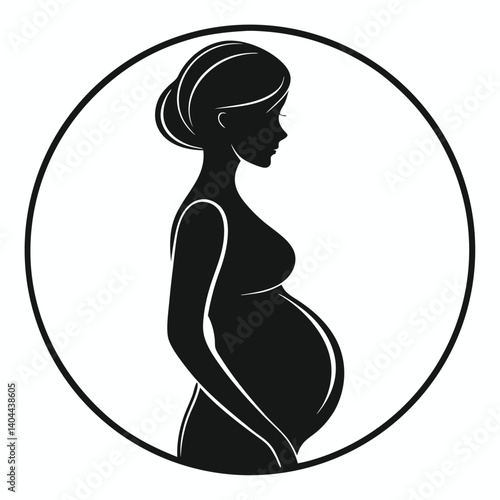 Flat Icon of a Pregnant Woman Silhouette