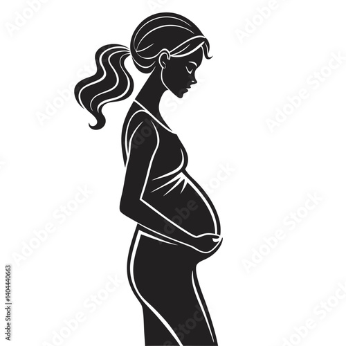 regnant Woman Silhouette with Visible Belly Icon