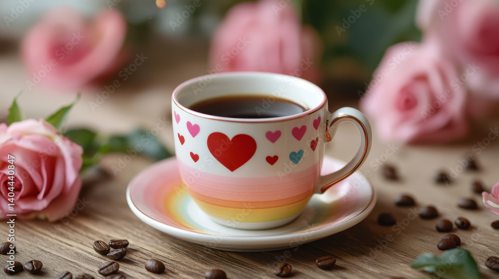 Valentine’s Coffee Moment with Matching Saucer and Rose Accents
Valentine’s Coffee Moment with Matching Saucer and Rose Accents