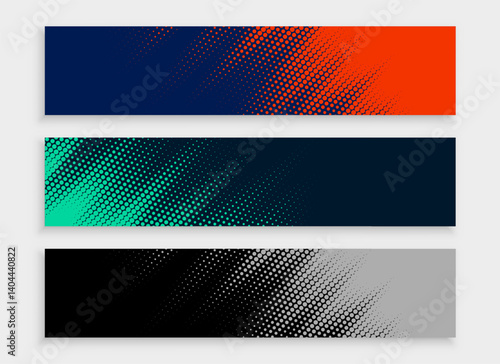 halftone style collection of web header layout for website cover page