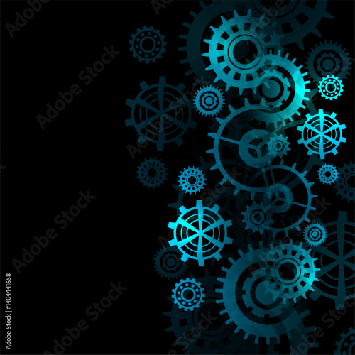 mechanical gear wheel transmission background with text space