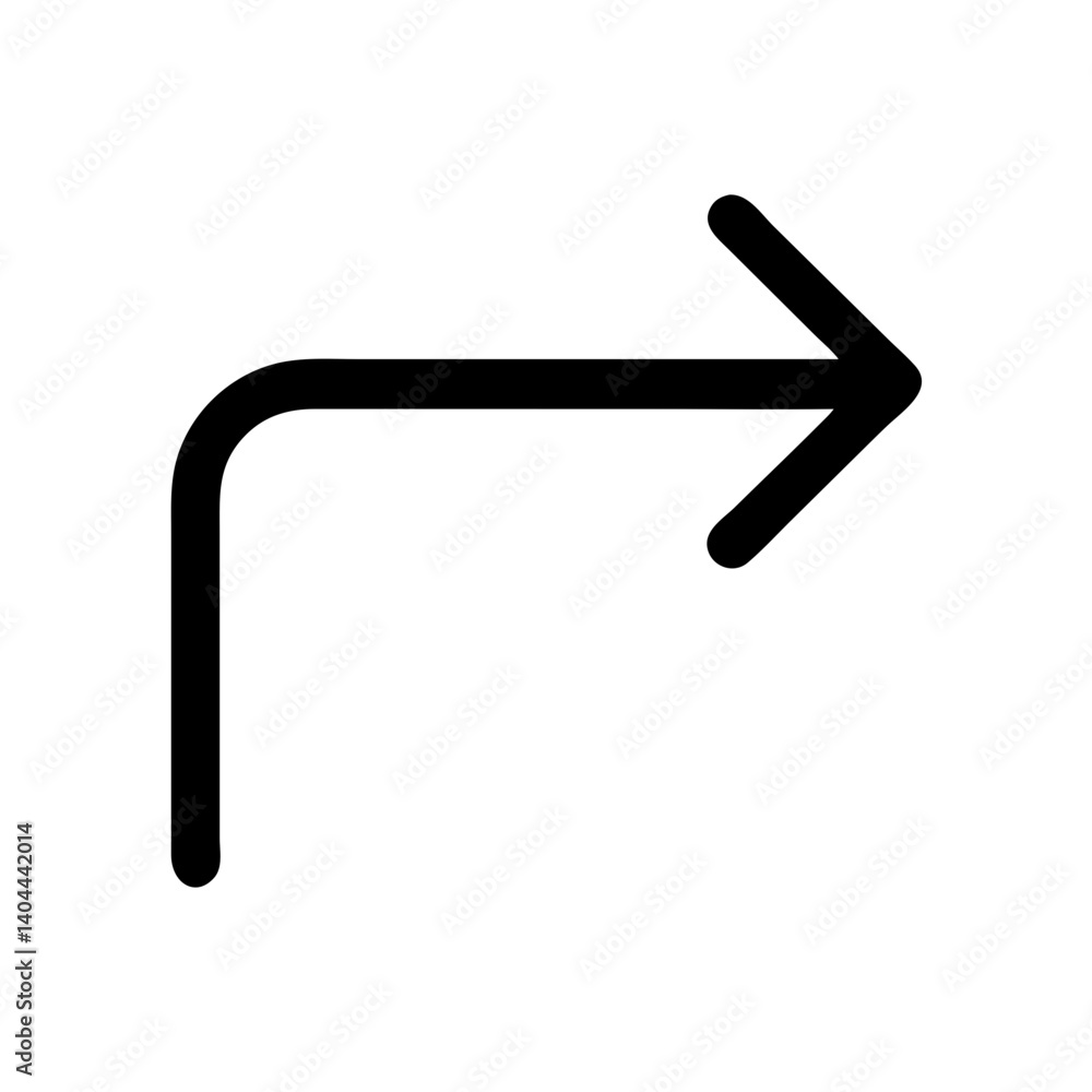 Corner Arrow Bending to Right Icon Design Corner Arrow Bending to Right Icon Design