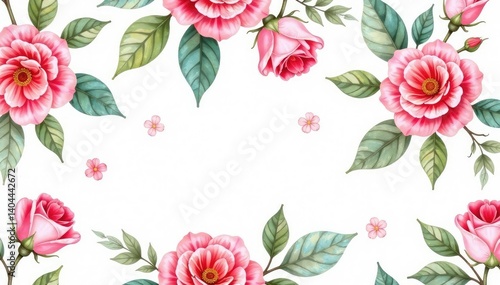 Delicate watercolor roses, leaves & buds, seamless repeat, leaves, nature, elegant