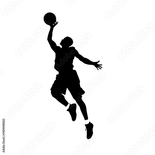 Basketball Player Silhouette Jump Shot Dunk – Vector Sports Illustration