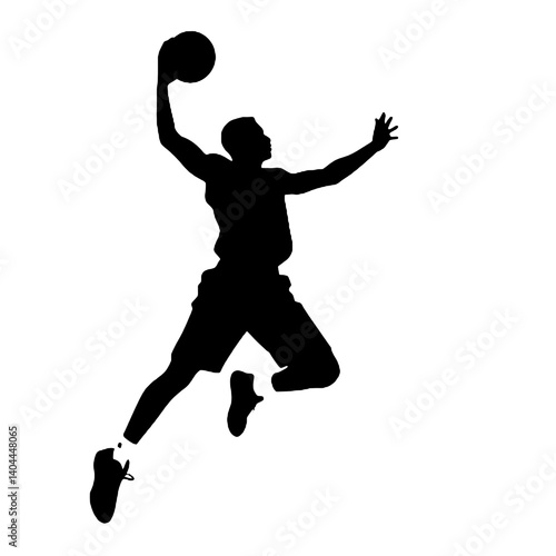Basketball Player Silhouette Jump Shot Dunk – Vector Sports Illustration