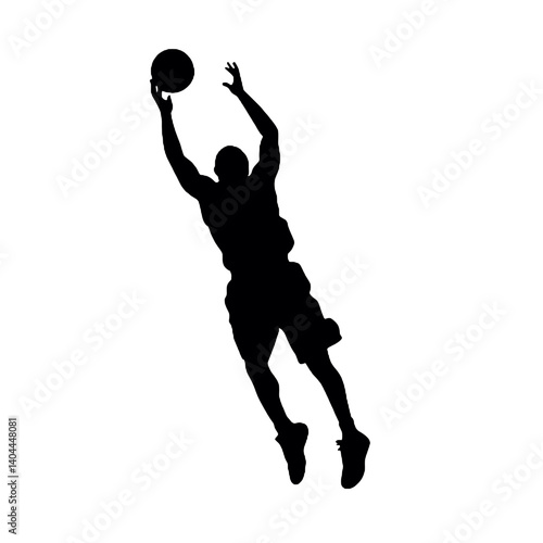 Basketball Player Silhouette Jump Shot Dunk – Vector Sports Illustration