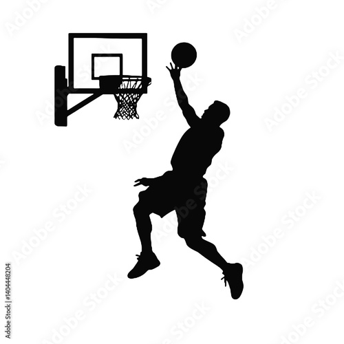 Basketball Player Silhouette Jump Shot Dunk – Vector Sports Illustration